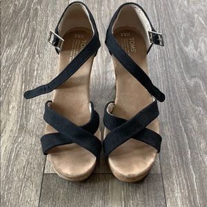 TOMS Canvas and Cork Wedge Sandals